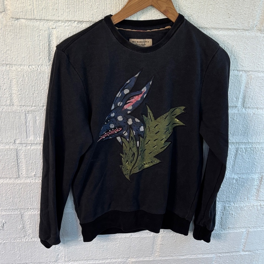 Burberry London Rabbit Monster Print Cotton Pullover Sweatshirt sz L